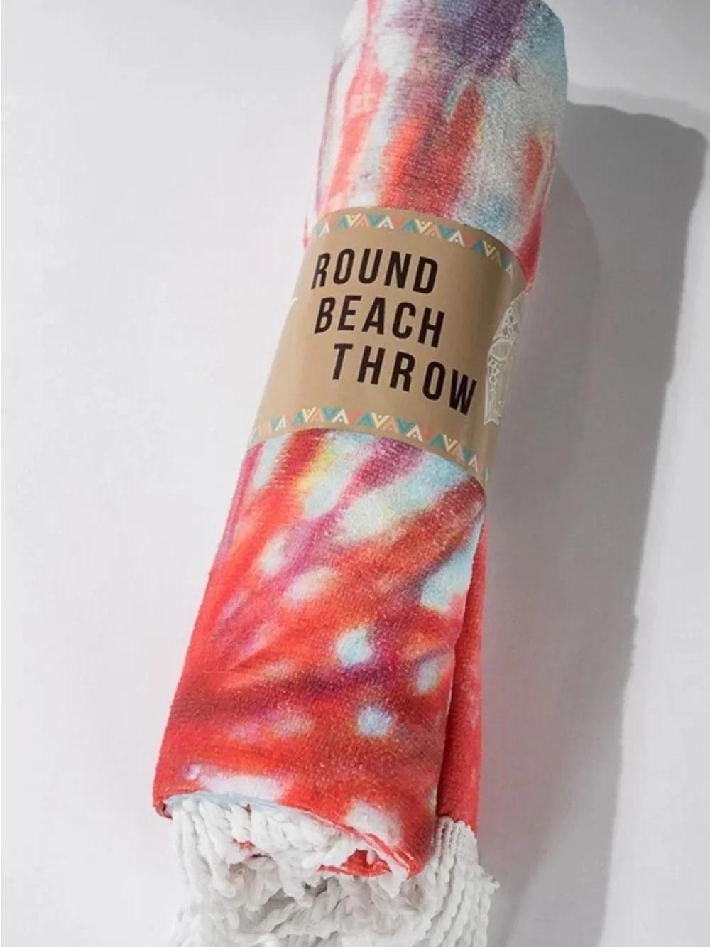 Round Tie-Dye Beach Throw Blanket/Towel - Multi-Color, NEW!